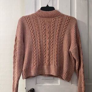 Rachel Zoe Blush Cable Knit Turtleneck Sweater
